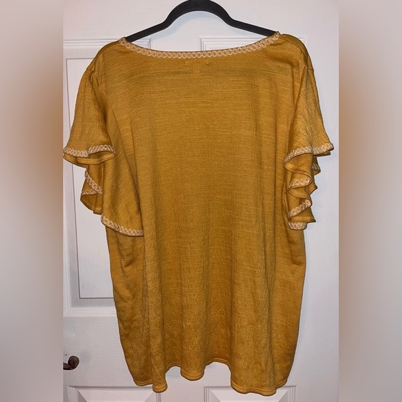 Max Studio Golden Ruffle Short Sleeve Top 2x - Picture 3 of 3